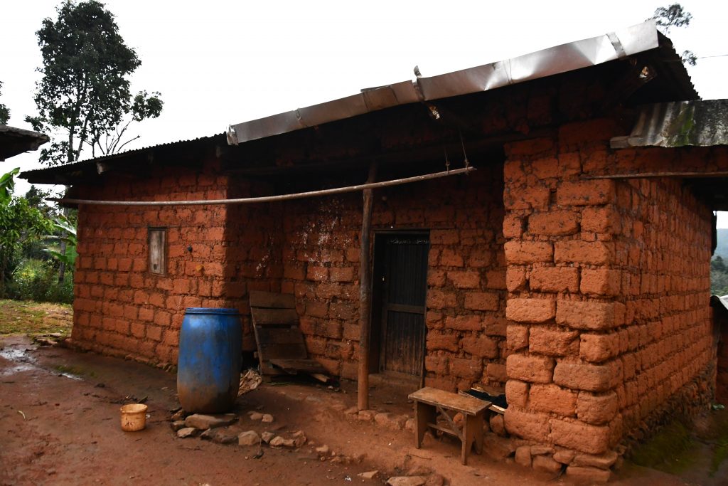 Traditionelles Lehmhaus im Dorf Fokoué, Kamerun