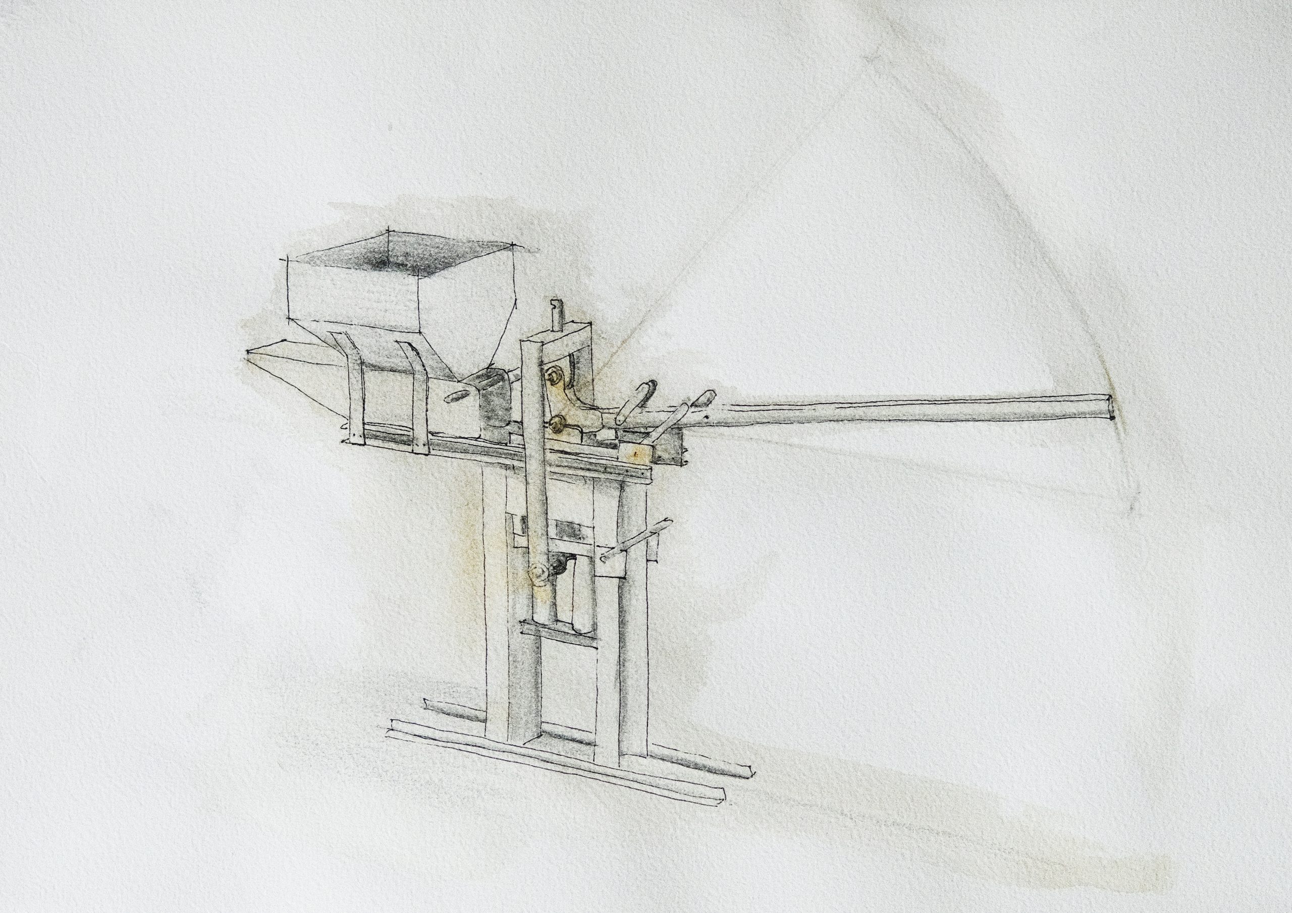 Skizze des Bauplans der Lehmpresse